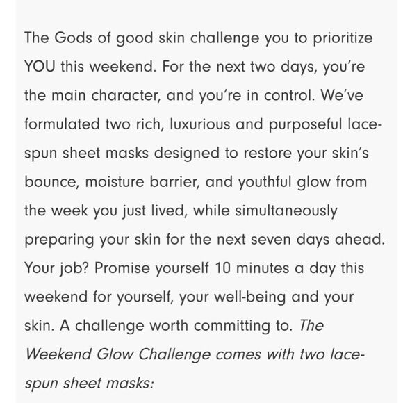 The Weekend Glow Challenge - 2 Lace Spun Sheet Masks NWT - Picture 6 of 10